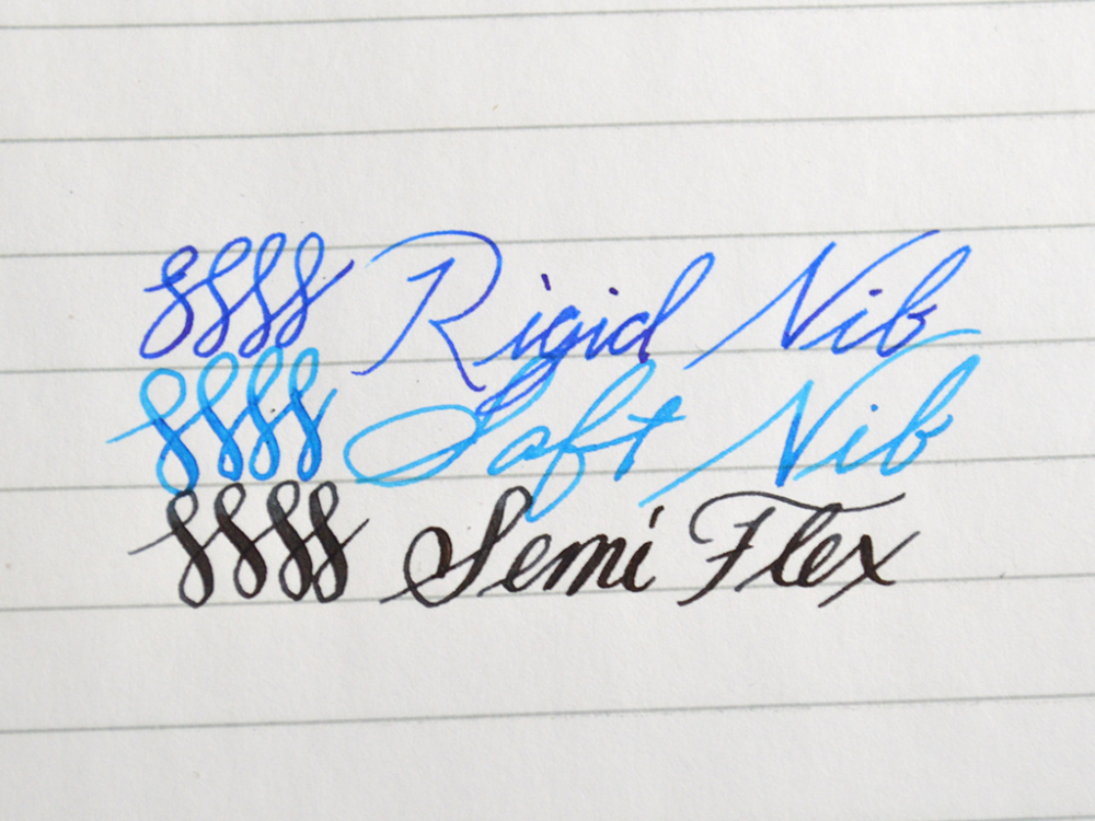 fountain pen writing test sample flex semi flex rigid